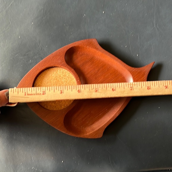 8 Vintage MCM cork & teak individual drink & snack trays. Made in Japan. - Picture 8 of 9